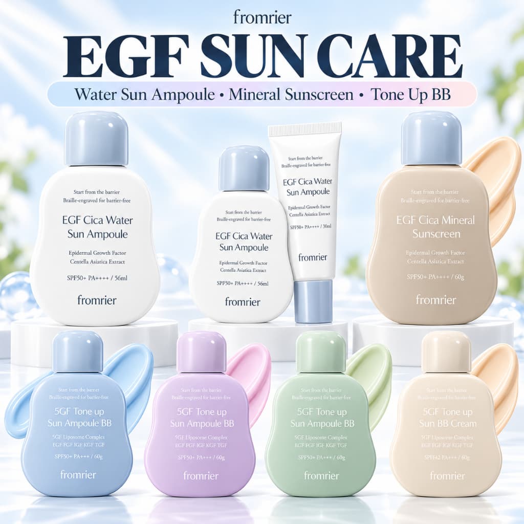 [Fromrier] EGF Water Linha de Cuidados Solares Protetor Solar Mineral BB Cream Hidratante SPF 30 Leve