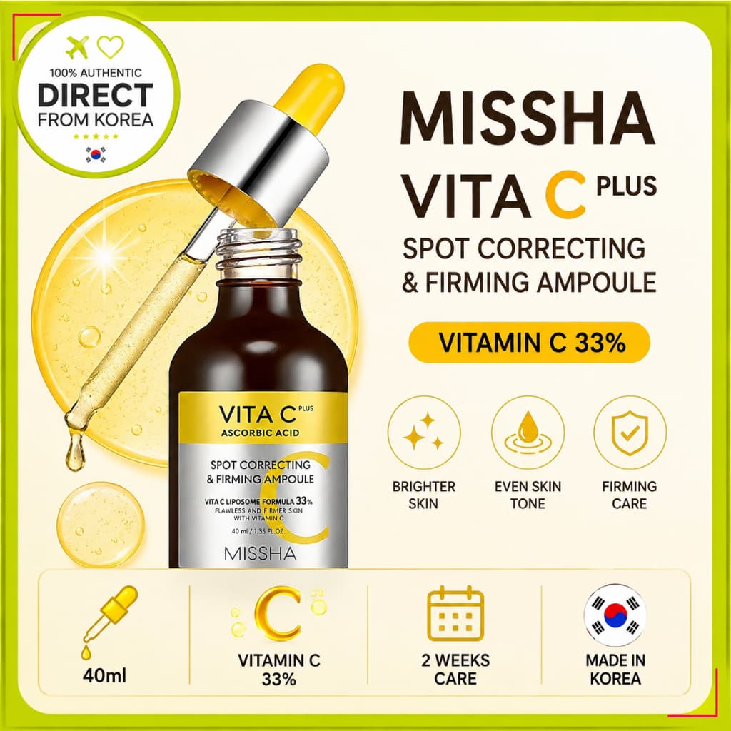 MISSHA Vitamic C Serum/Vita Plus Ampola Corretora E Reafirmante De Manchas 40ml/Soro Iluminador De Vitamina/Cuidados Com