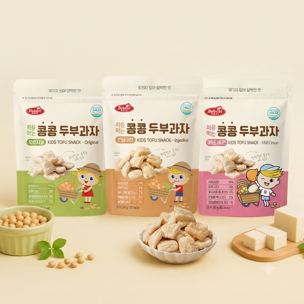 Bebebest First Tofu Snack Biscoito De Soja Pacote Com 3 , 20g , Lanche Infantil Saudável