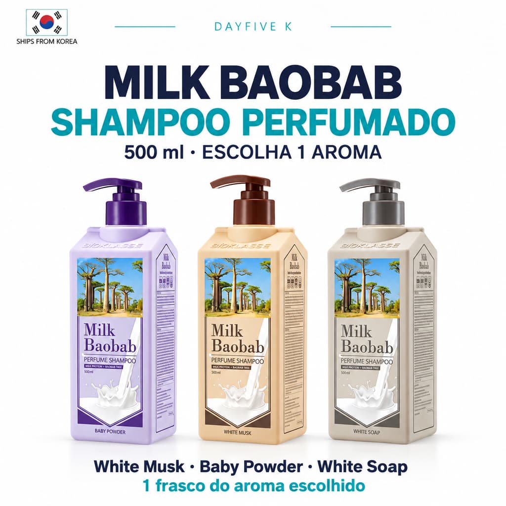 Shampoo Perfume Milk Baobab 500ml – Escolha 1 De 3 Aromas
