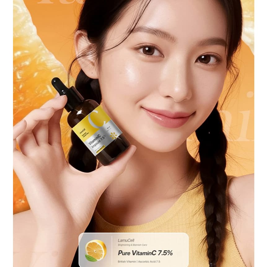 Ampola Lamucell Pura Vitamina C 7.5 % 40ml 1ud | Soro Facial Iluminador Glow Para Pele Opaca