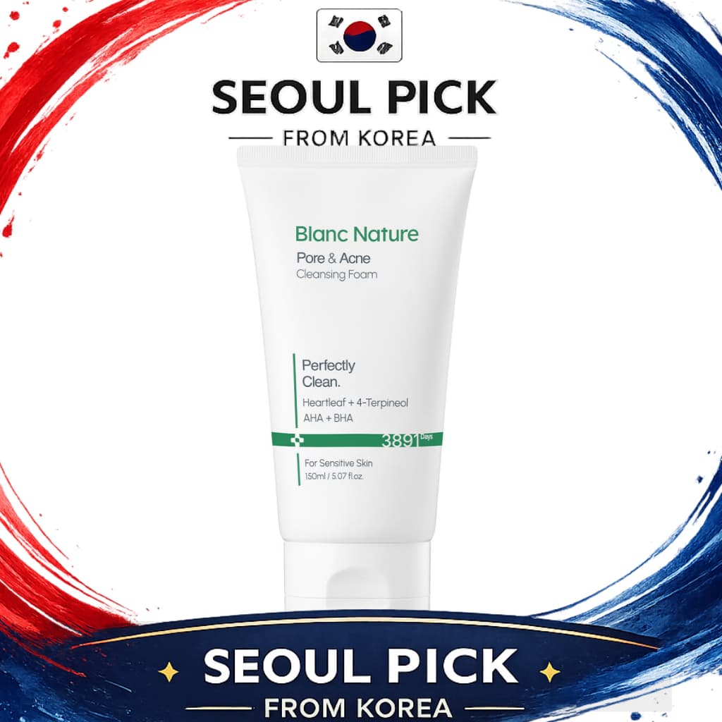 [Blanc Nature] Espuma De Limpeza Para De Acne 150ml (Fórmula Orgânica De Chá Verde Jeju Pele Com Problemas)