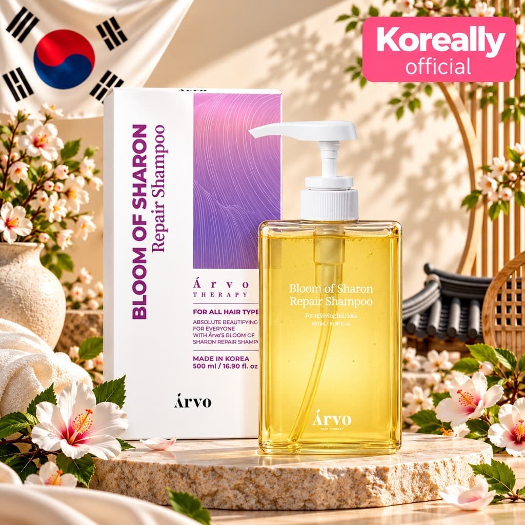 ARVO Bloom of Sharon Repair Shampoo 500ml Cuidado Suave Para Cabelos Secos E Danificados Hidratante
