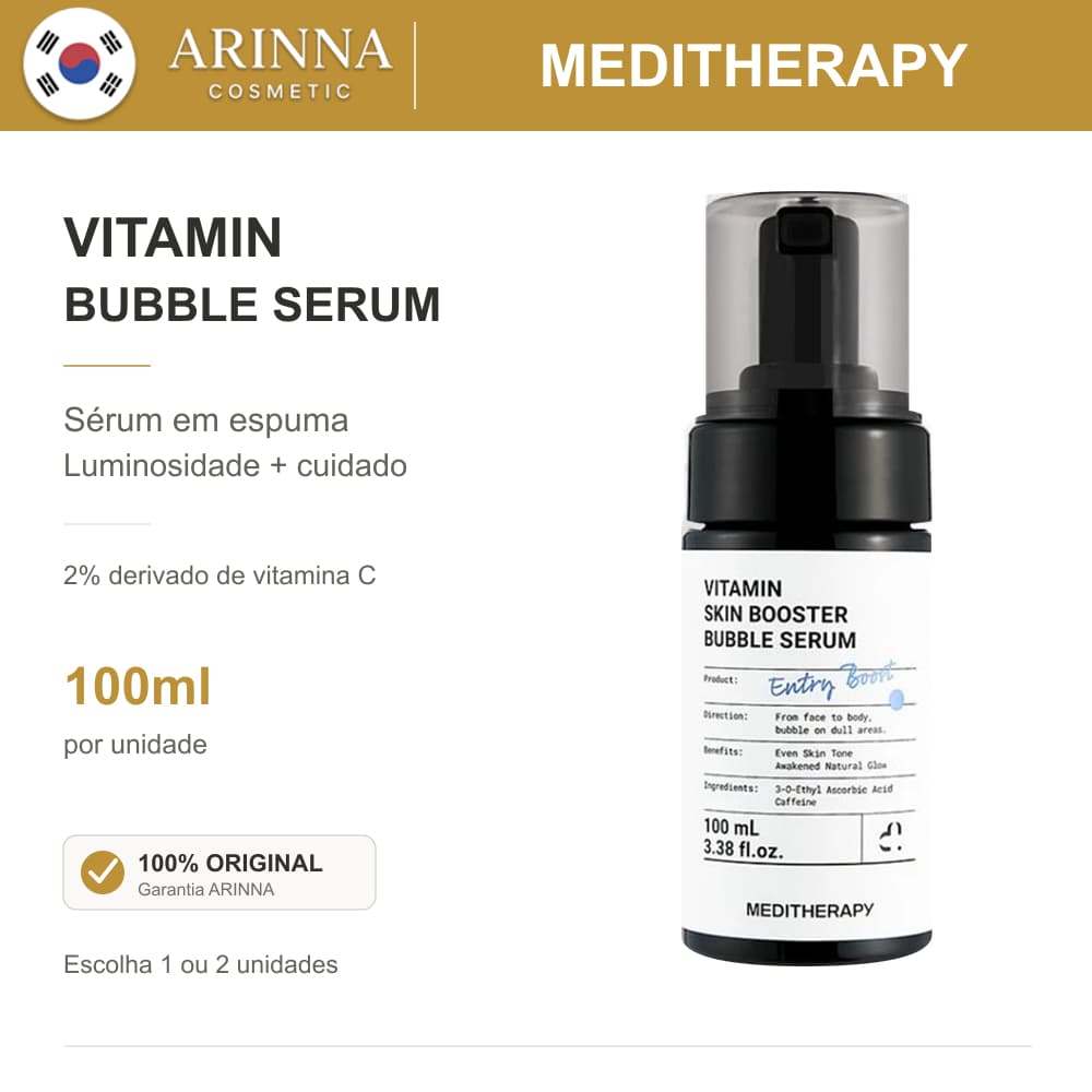 MEDITHERAPY Vitamin Skin Booster Bubble Serum 100ml | Sérum Facial em Espuma com Vitamina C | 1 ou 2 Unidades
