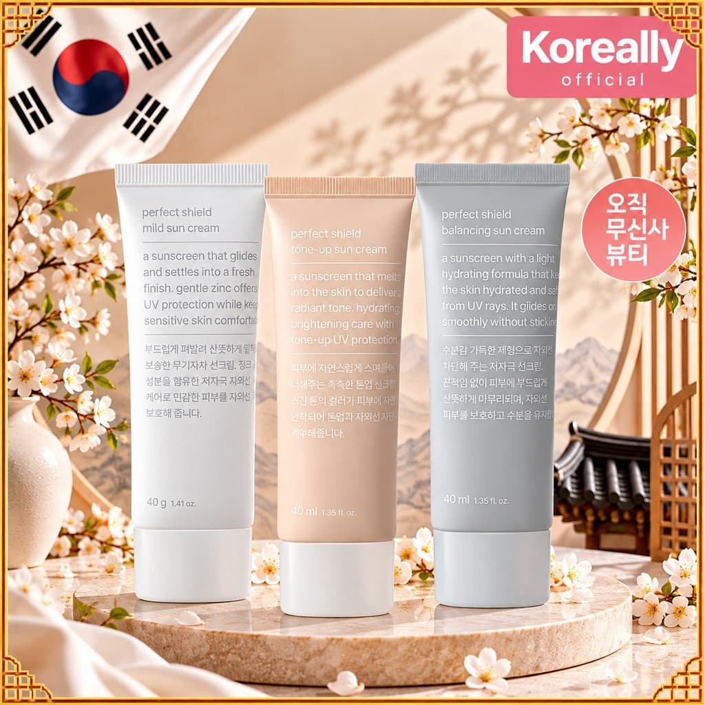 MUSINSA STANDARD BEAUTY Protetor Solar Perfect Shield 1 + 1 Conjunto Tone Up Creme De Equilíbrio Suave Cuidados Solares 