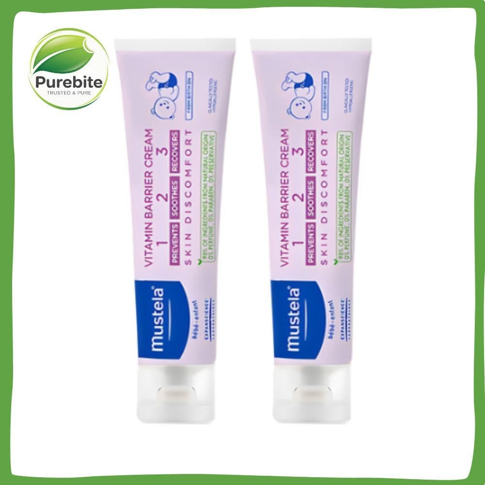 Mustela Creme Barreira Vitamina 100ml 2pcs Para Fraldas Bebês Recém-Nascidos Cuidados Com As Nádegas