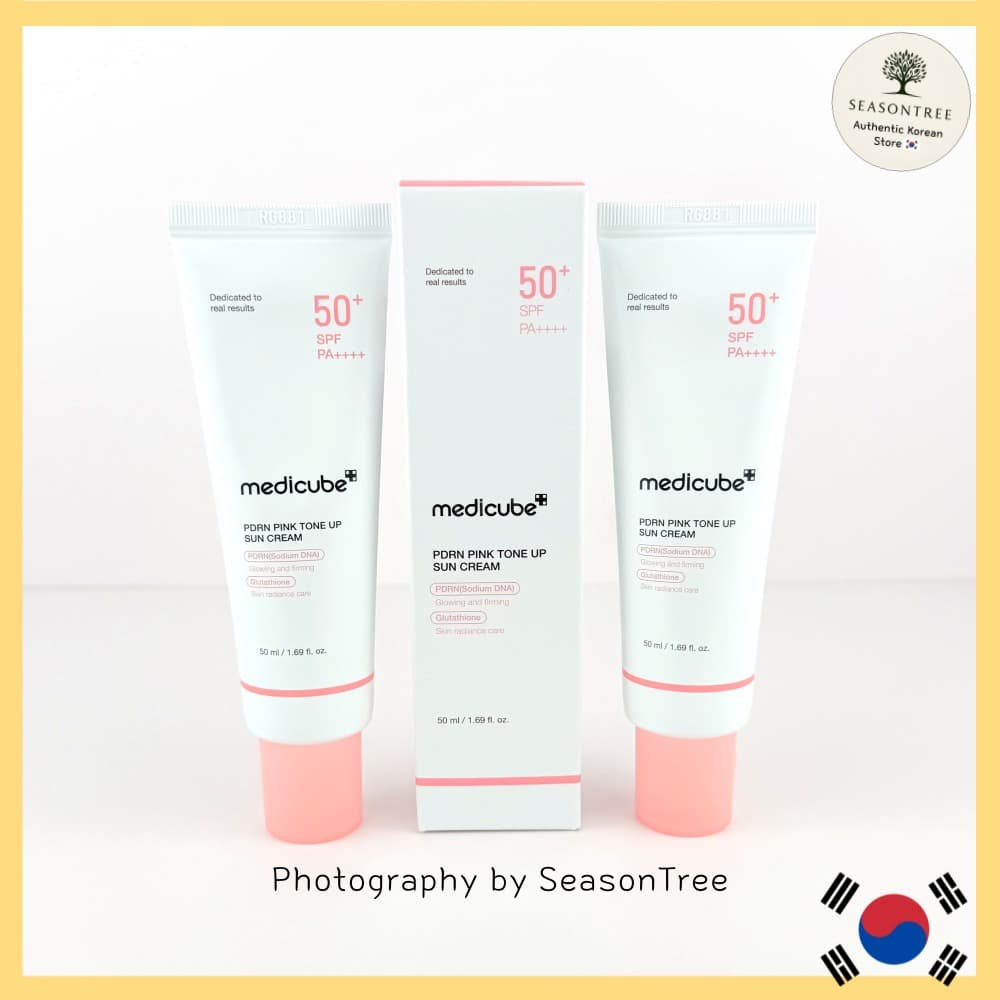 [Medicube] Protetor Solar Tonificante Rosa PDRN 50ml/50ml + 50ml – Cuidado Facial