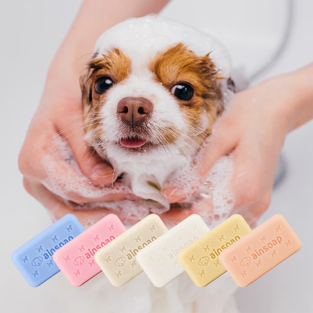【AINSOAP】 Sabonete em Barra Natural para Pets 90g | Shampoo para Cães e Gatos (Pele Sensível - 5 Fragrâncias)