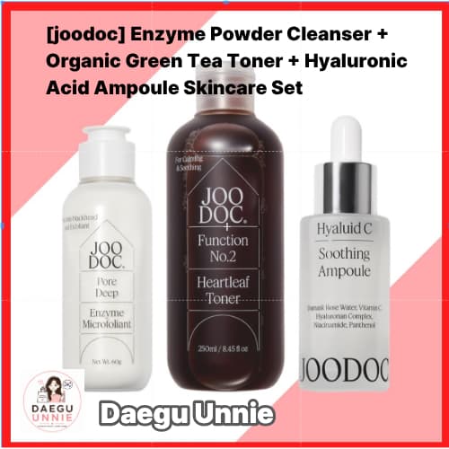[joodoc] Limpador De Pó Enzimático + Toner De Chá Verde Orgânico + Conjunto De Cuidados Com A Pele Ampola De Ácido Hialu