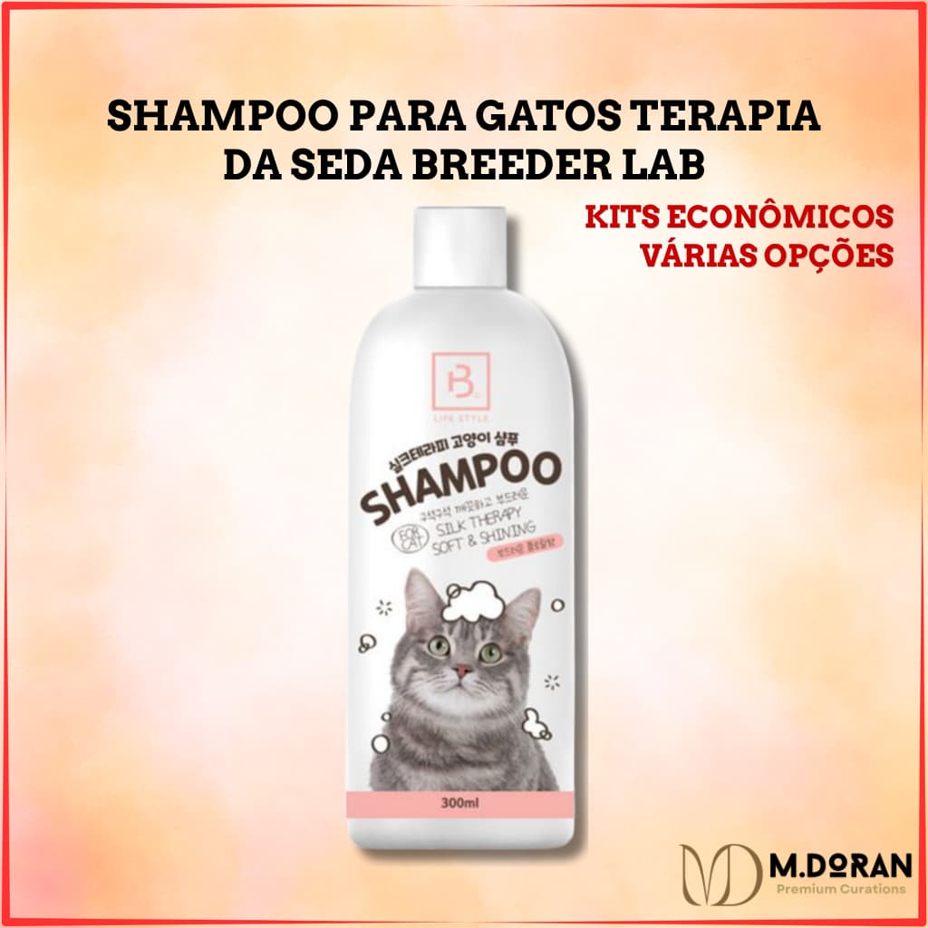 Cuidados Pet Shampoo Para Gatos BREEDER LAB SILK THERAPY Vários Combos Calmante Alantoína