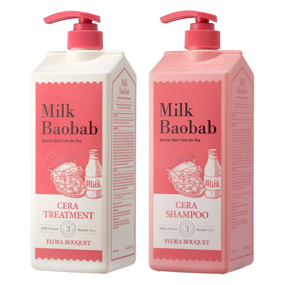 Conjunto De Shampoo E Tratamento MILK BAOBAB Cera 1.2L + 1.2L Flora Bouquet Scent Hair Care Duo Hidratante Condicionador