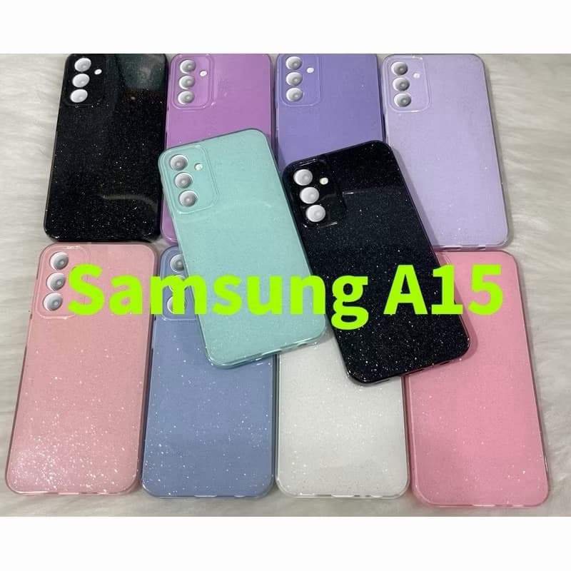 Capa-Samsung A15-Capinha para Samsung A15 Silicone com gliter aveludada