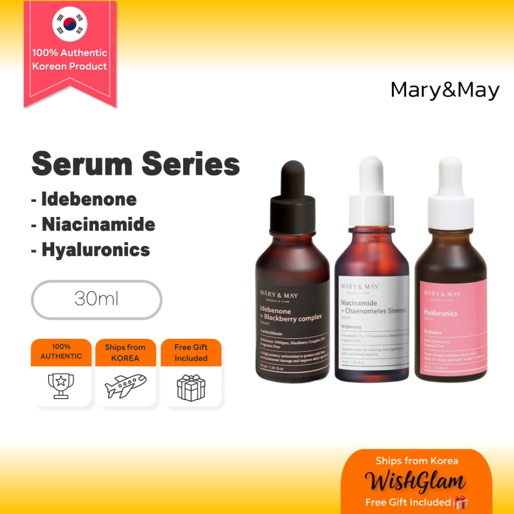 Mary&May Idebenone Blackberry Complex Serum 30ml, Niacinamide+Chaenomeles Sinensis Serum 30ml, Hyaluronics Serum 30ml