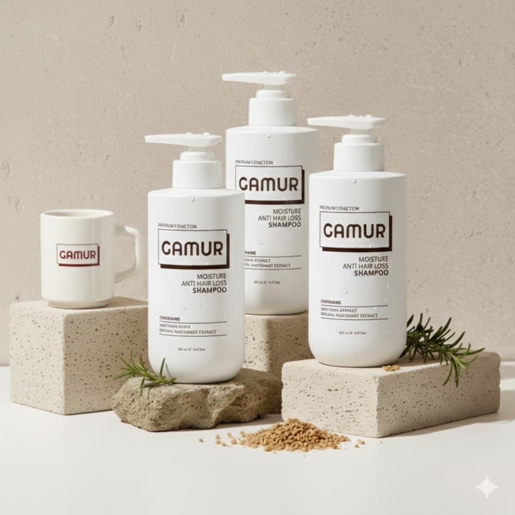 Shampoo Hidratante Antiqueda GAMUR 500ml | Fórmula De Ervas Naturais Para Mulheres E Pós-Parto , 3ea