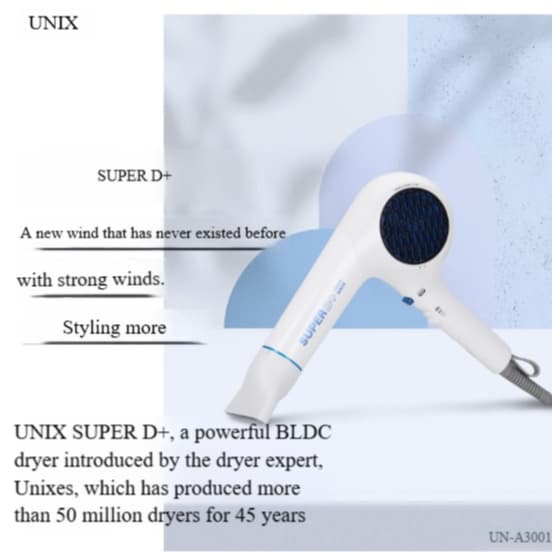 [Unix] Secador De Cabelo Com Motor SUPER D + UN-A3001 1800W BLDC | Leve E Secagem Rápida Qualidade Profissional Design C