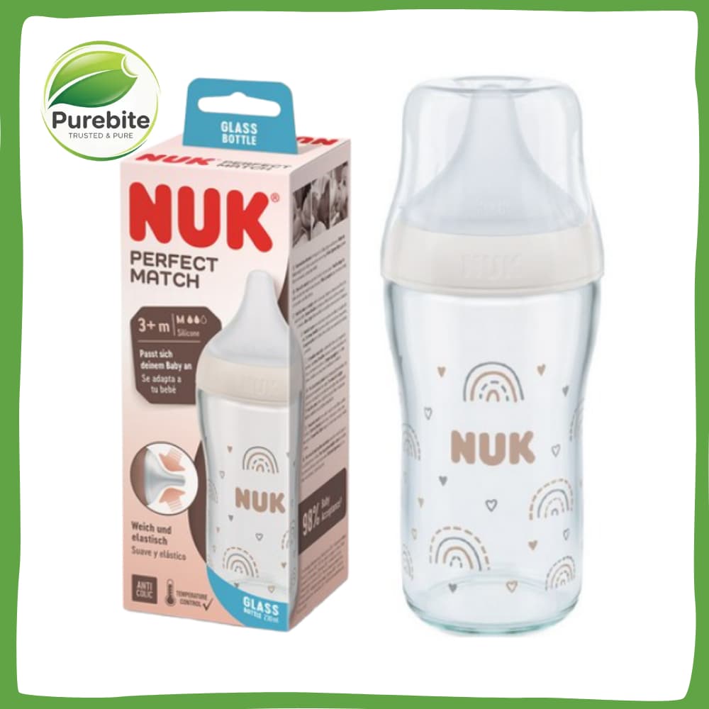 Mamadeira De Vidro NUK Perfect Match 230ml + Conjunto De Tetina M