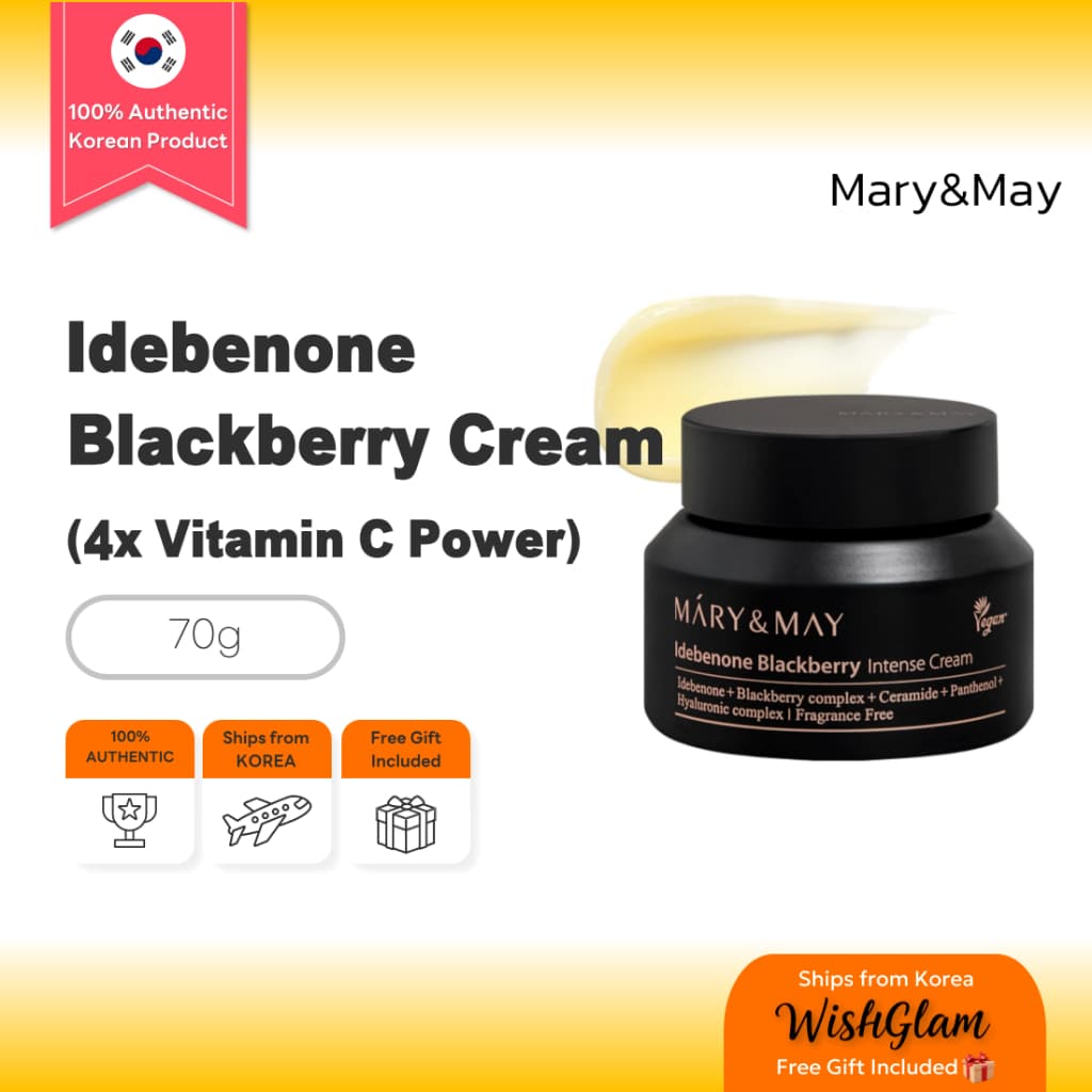 Mary&May Idebenone Blackberry Intense Cream 70g, Anti-Aging Moisturizer for Dry & Dull Skin, Berry Complex & 5 Ceramides, 48H Hydration, Non-Greasy Korean Skincare