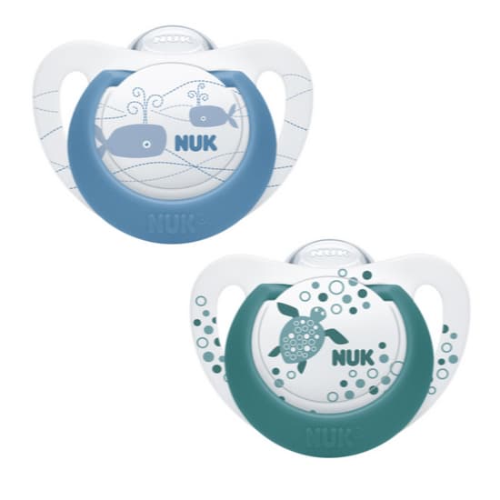 NUK NEW Genius Chupeta S1 Conjunto De Silicone Para Recém-Nascidos Com 2 Unidades Azul/Rosa
