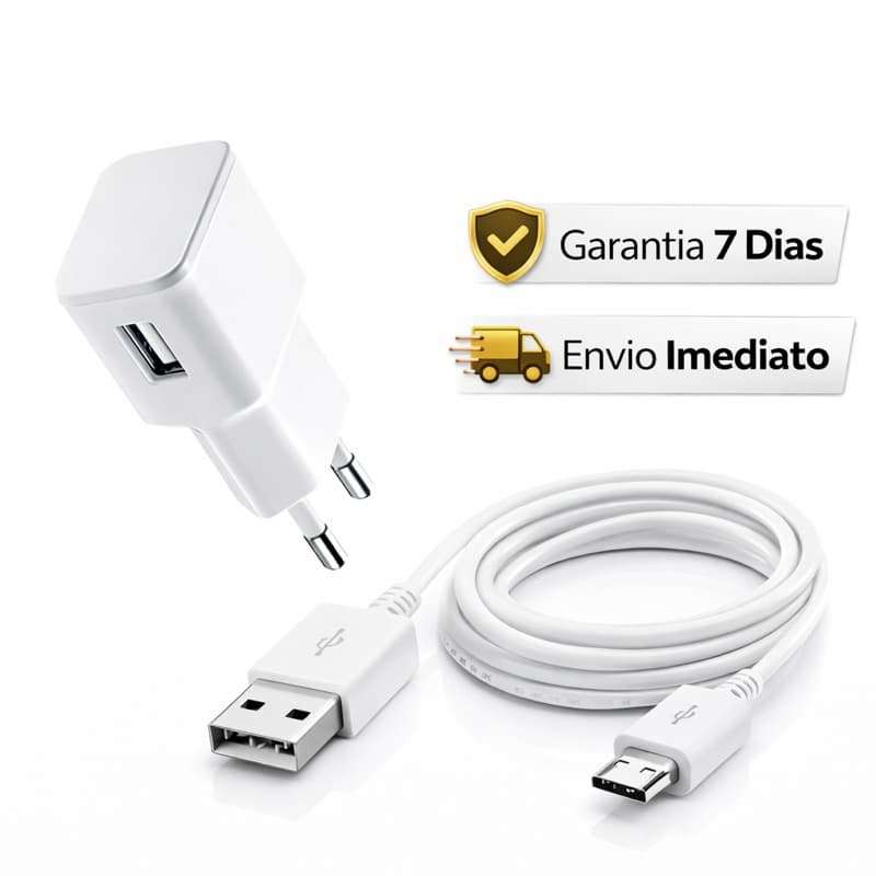 Carregador V8 Completo 2A Bivolt + Cabo Micro USB 1m | Carregamento Rápido