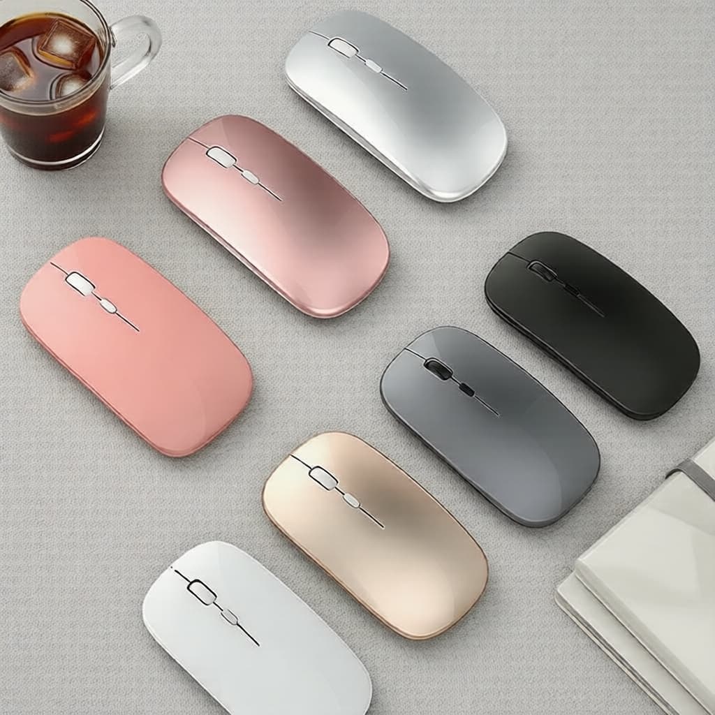  Mouse Sem Fio Silencioso com Iluminação RGB e Bateria Recarregável, Design Ergonômico Compatível com PC/Laptop/iPad