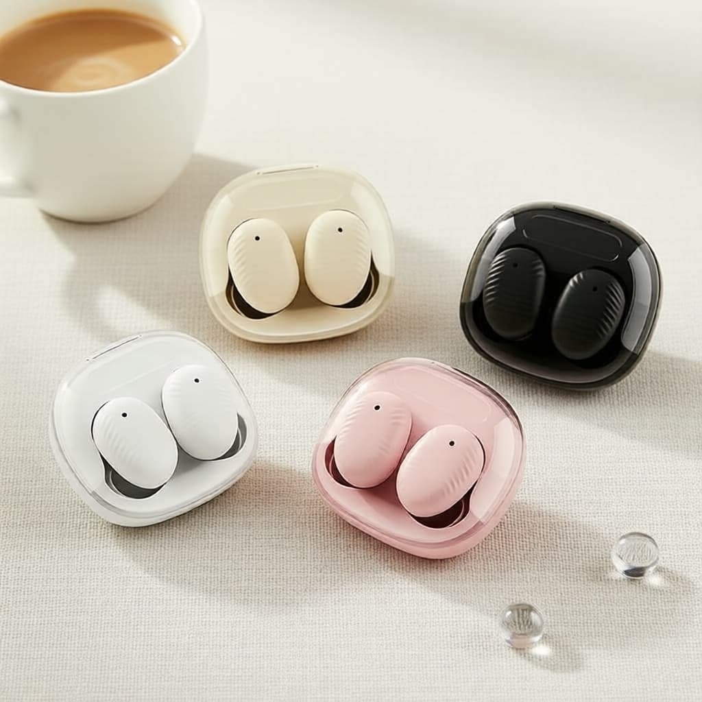 Fones de ouvido TWS Bluetooth 5.3 mini invisíveis, estéreo HiFi, fones de ouvido sem fio com cancelamento de ruído