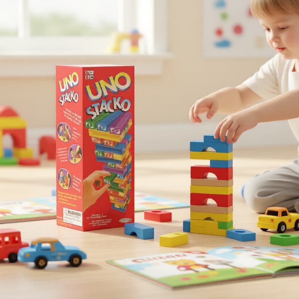 Jogo de Tabuleiro Stacko UNO: Quebra-Cabeça Estratégico para Família e Meninas, Presente de Aniversário/Formatura,