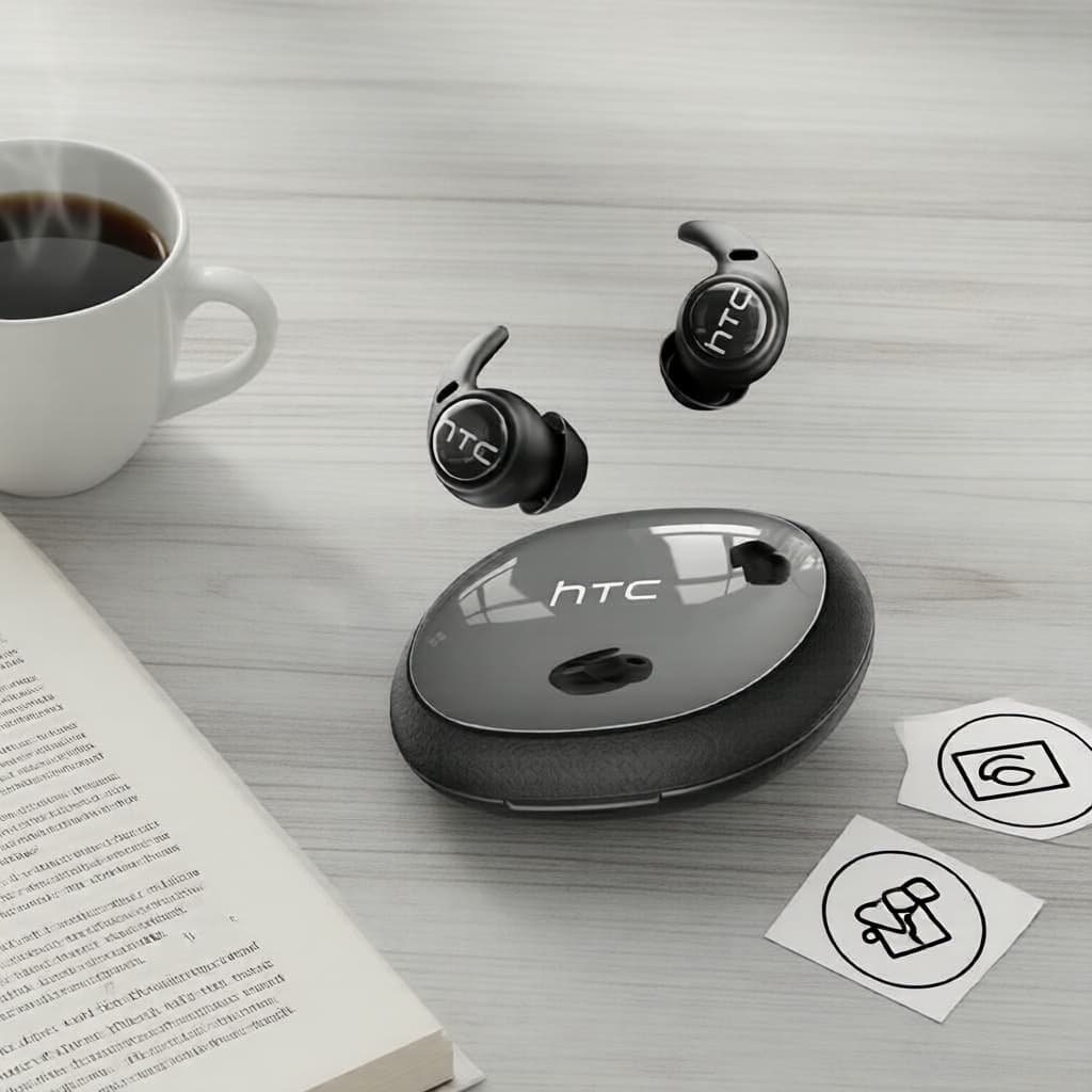 Fones de ouvido Bluetooth HTC NE76 AI: tradução em tempo real de 135 idiomas, Bluetooth 6.0, cancelamento de ruído, som