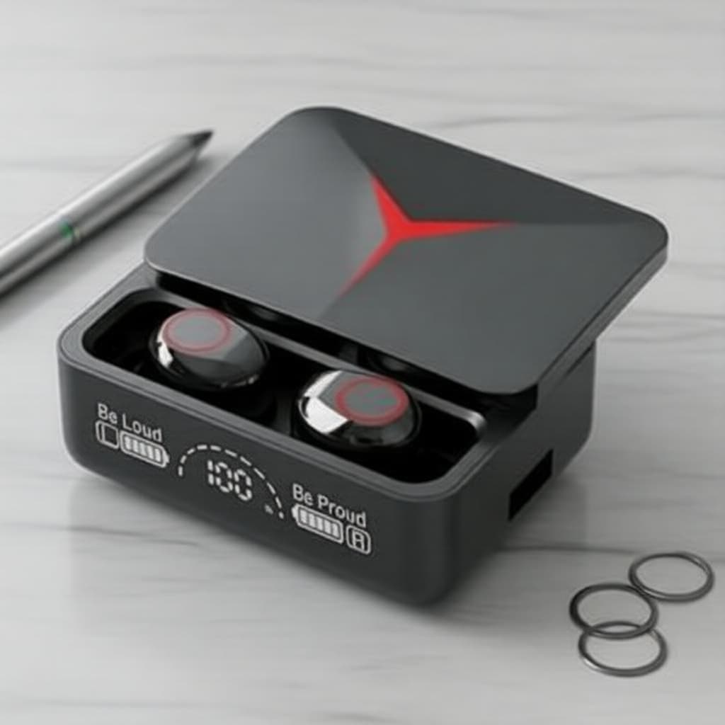 Fones de Ouvido Gaming Sem Fio Bluetooth TWS, Fones Esportivos com Display Digital, Potência Dupla de Chamada & Redução