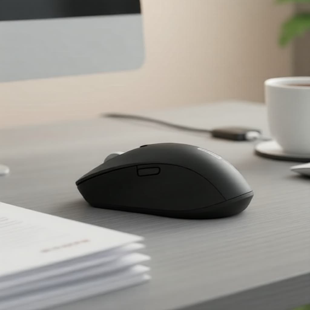 Mouse ergonômico silencioso Lenovo 2,4G sem fio para escritório, multi-plataforma, sem bateria
