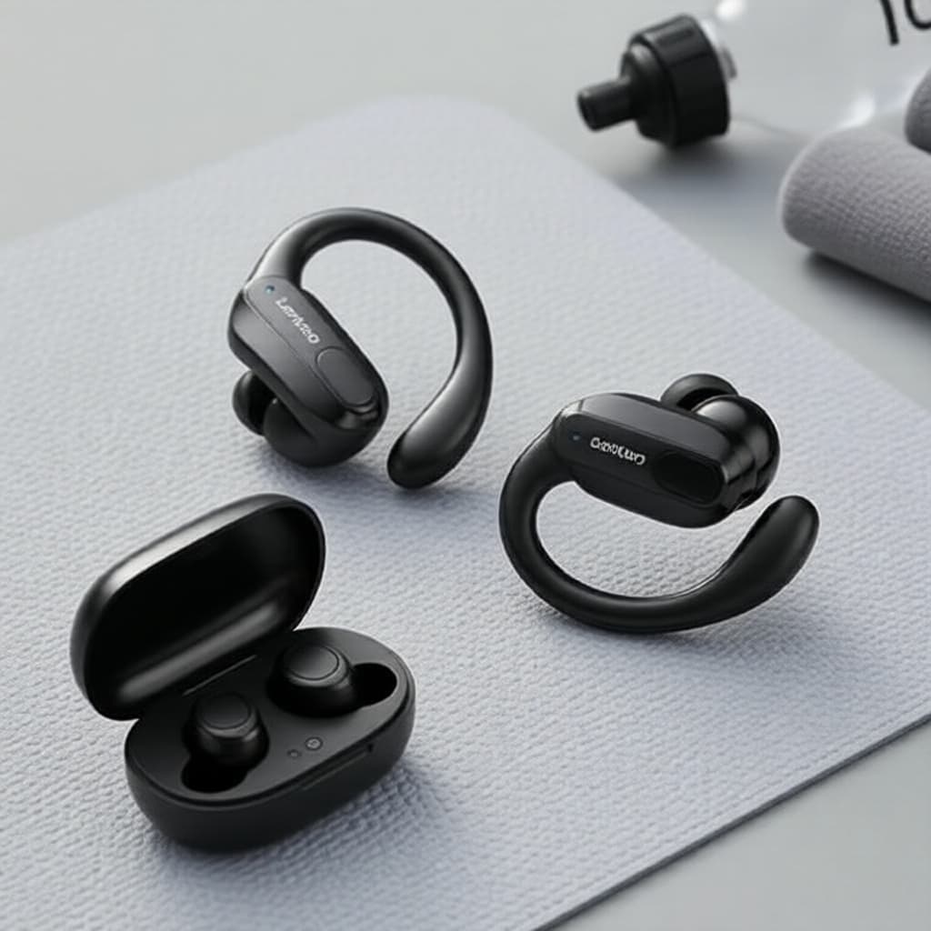  Fones de Ouvido Bluetooth Lenovo XT80, Fones Esportivos TWS com Microfone, Display LED de Bateria, Som HiFi Estéreo, À