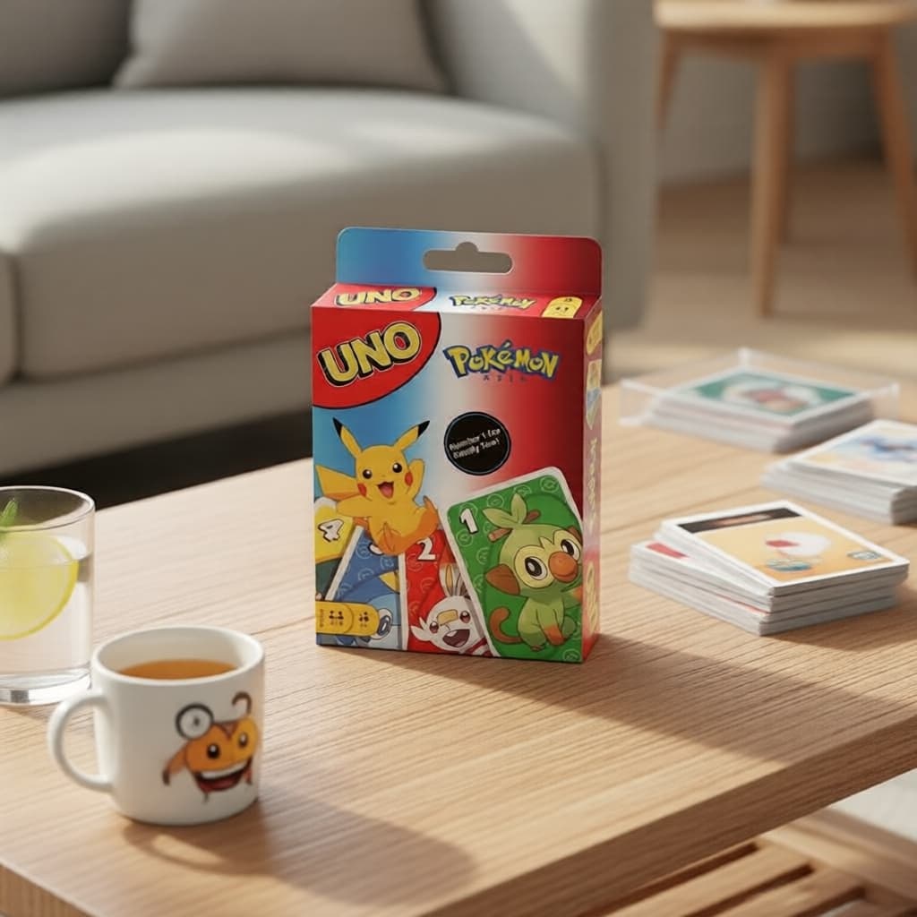 Jogo de Tabuleiro Pikachu Flip Uno para Diversão em Família - Design de Figura de Anime, Caixa de Presente de Mesa