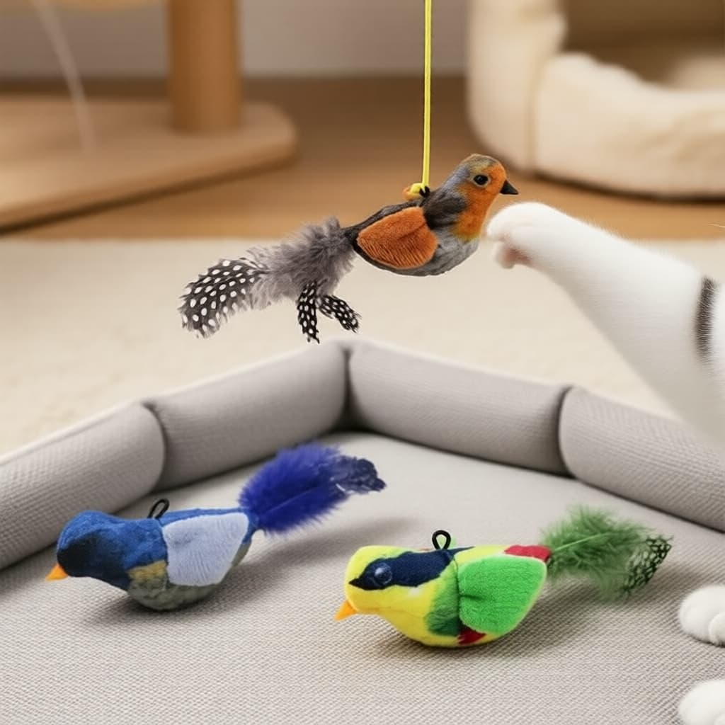 Apito Realista de Pássaro para Gatos e Cachorros, Brinquedo de Pelúcia para Brincar
