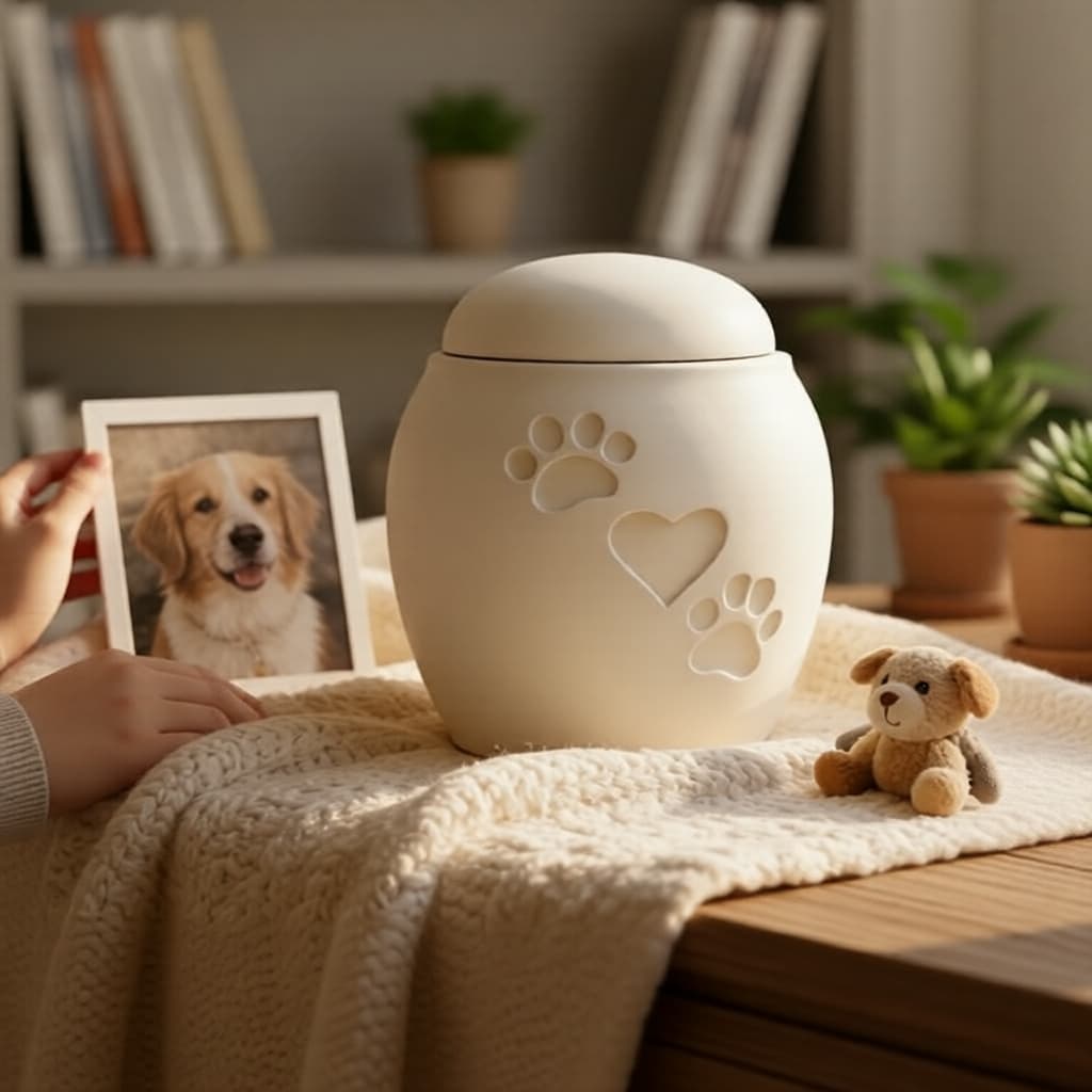 Urna elegante para cinzas de animais de estimação, caixa de recordações, ornamento para pets falecidos, shampoo para