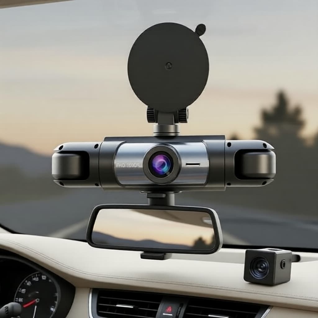4 câmeras, Dashcam de carro 1080p, DVR HD com visão noturna para frente e traseira