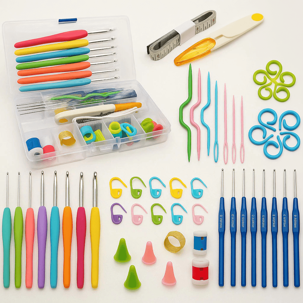Kit Crochê Completo Para Fazer Amigurumi Agulhas Cabo Soft Tesoura Acessórios Lar das Fitas