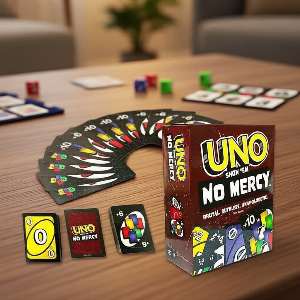 UNO! Cartas do Jogo de Tabuleiro Sem Misericórdia, Jogo Divertido de Festa para Famílias Adultas e Crianças, Ótimo