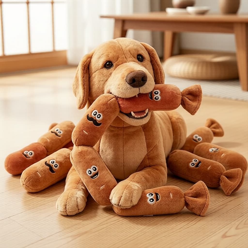 Brinquedo de pelúcia em formato de salsicha para cachorro, brinquedo que emite som para pets se entreterem, mastigador
