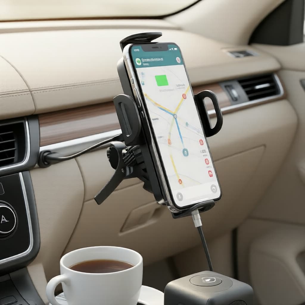 Suporte Veicular Carregador 15W Sem Fio Giratório Inteligente – Dobrável, para Samsung Z Fold/Flip 6/5/4 & iPhone 16–12