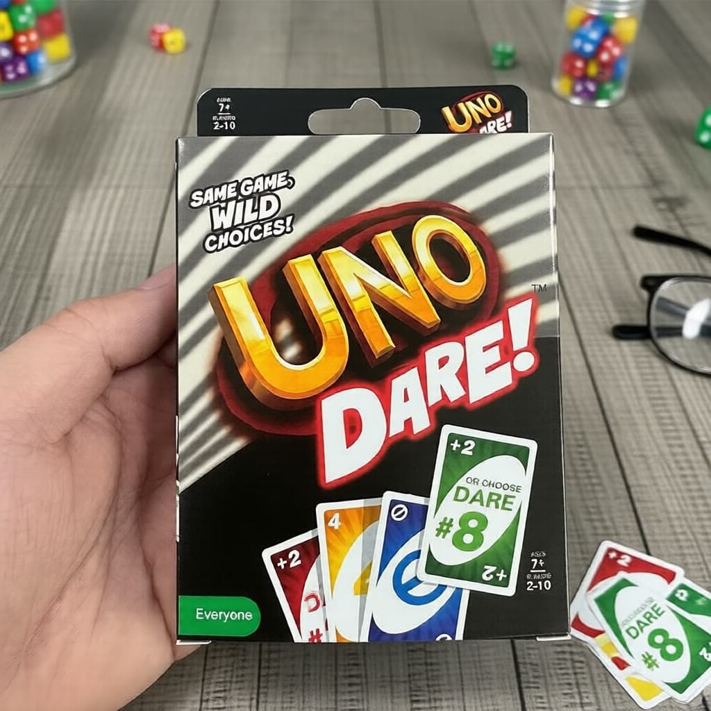 Jogo de Cartas Mattel UNO DARE para Família & Amigos - Baralho Clássico de Festa com Caixa de Apresentação, Presente