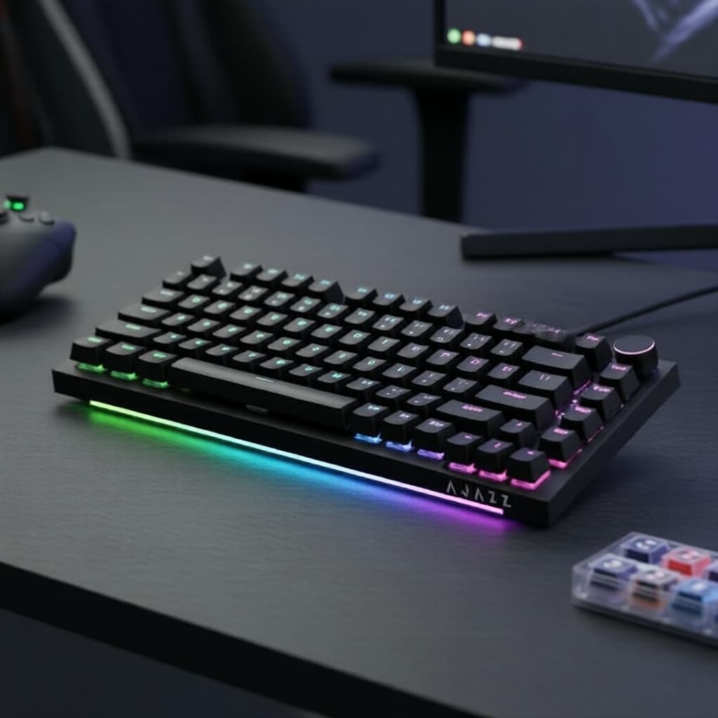 Ajazz AK820 Pro Tri-Modo Teclado Mecânico Sem Fio 5.1 com Botão, Troca Rápida, Montagem em Gaxeta, Personalizável