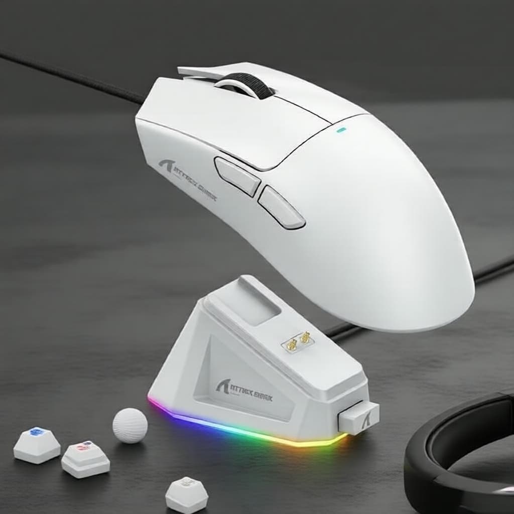 Mouse Gamer ATTACK SHARK X11 com Base de Carregamento Magnético, Sensor PixArt PAW3311, Bluetooth/2.4G Sem Fio & com Fio
