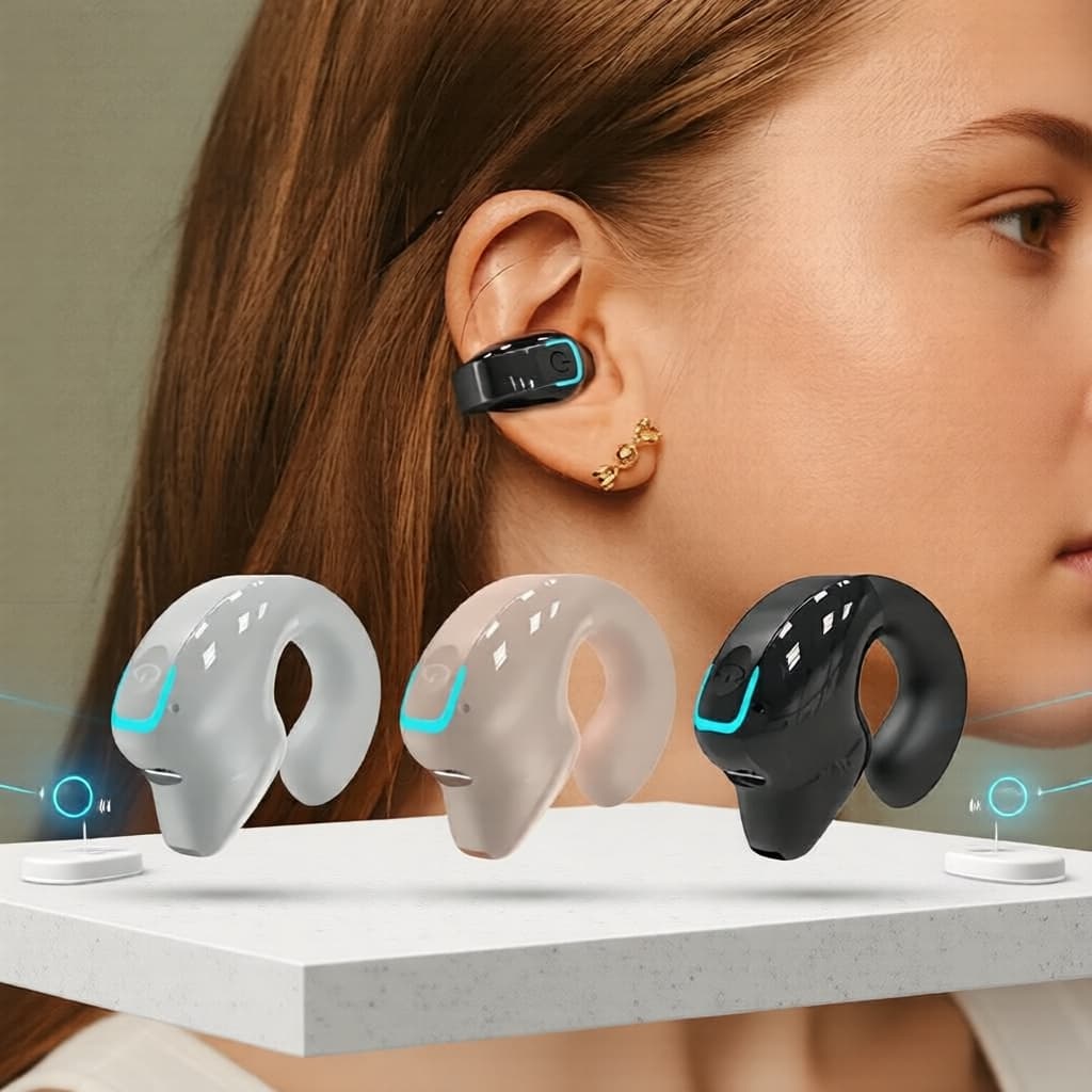 Fones de ouvido ultraleves de gancho auricular único - OWS Bluetooth 5.3 para condução sem as mãos em ambientes
