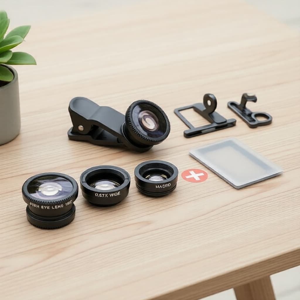 Kit de Lentes 3 em 1 para Smartphone Clip-On: Olho de Peixe, Ângulo Amplo e Macro para iPhone, Xiaomi e Redmi