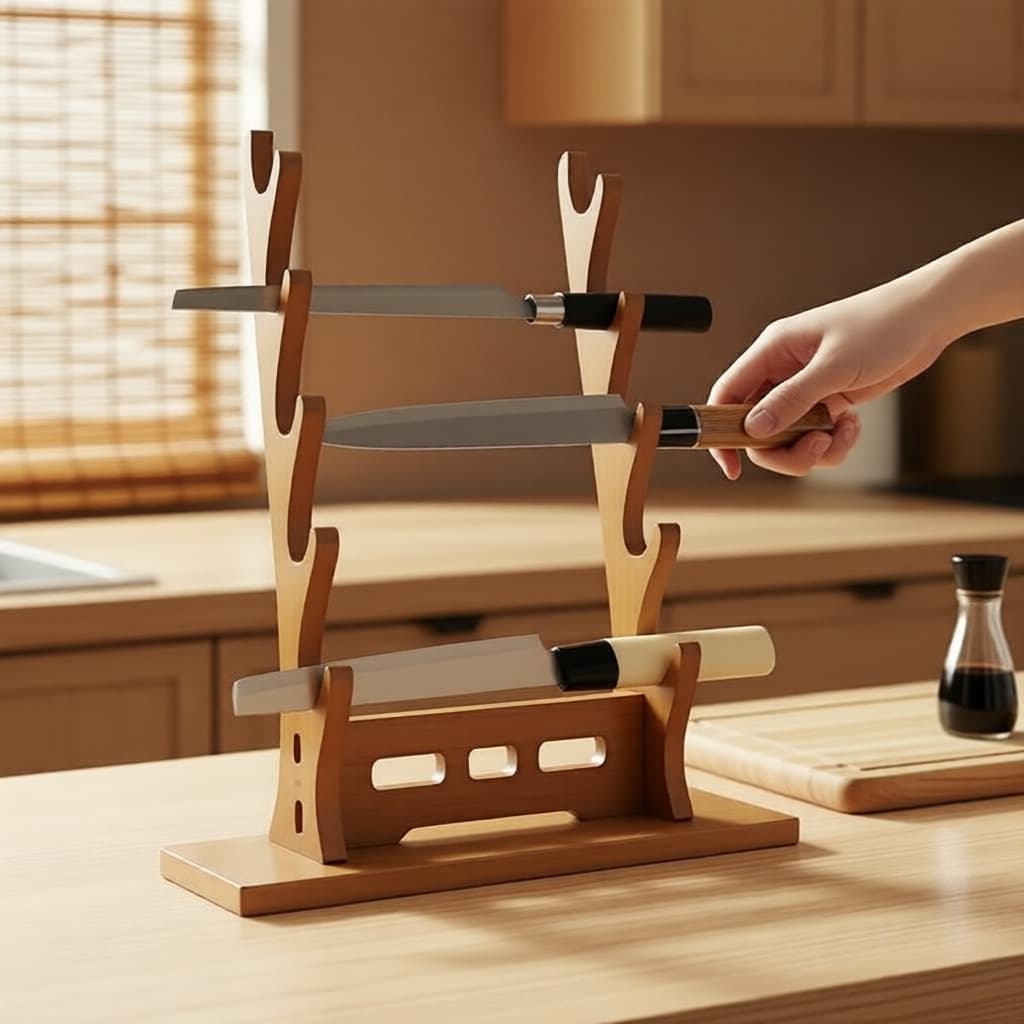 Suporte expositor de madeira e prateleira de parede para desktop e varejo, estante organizadora japonesa com acabamento