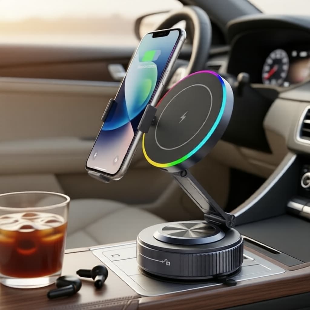 Suporte Magnético com Carregador Sem Fio para Carros