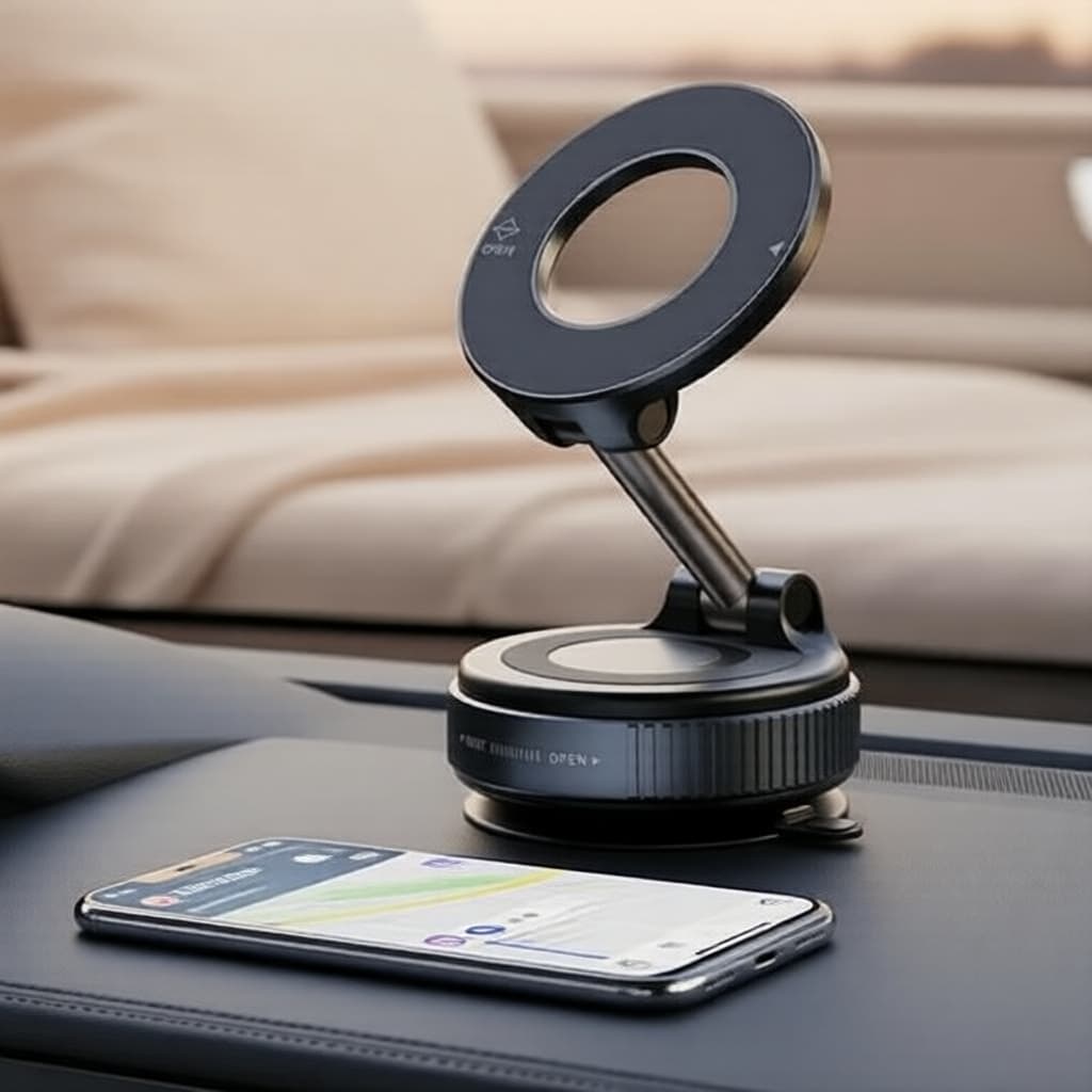 Suporte Magnético Dobrável para Celular no Carro com Ventosa a Vácuo 360° Rotativo para Chamadas Mãos Livres