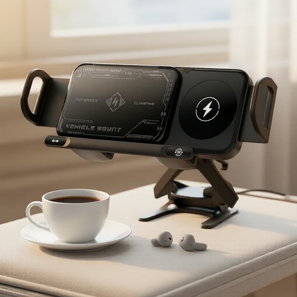 Suporte de telefone sem fio rápido para carro, dobrável, giratório automático, para Samsung Z Fold/Flip 6/5/4 e iPhone