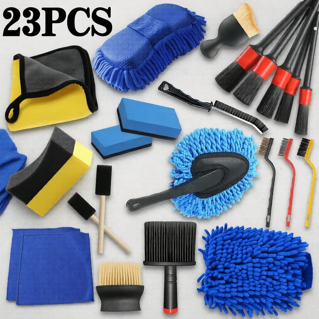 Kit de Ferramentas para Cuidados de Carro 23 em 1, Kit de Limpeza e Detalhamento Automotivo Multifuncional