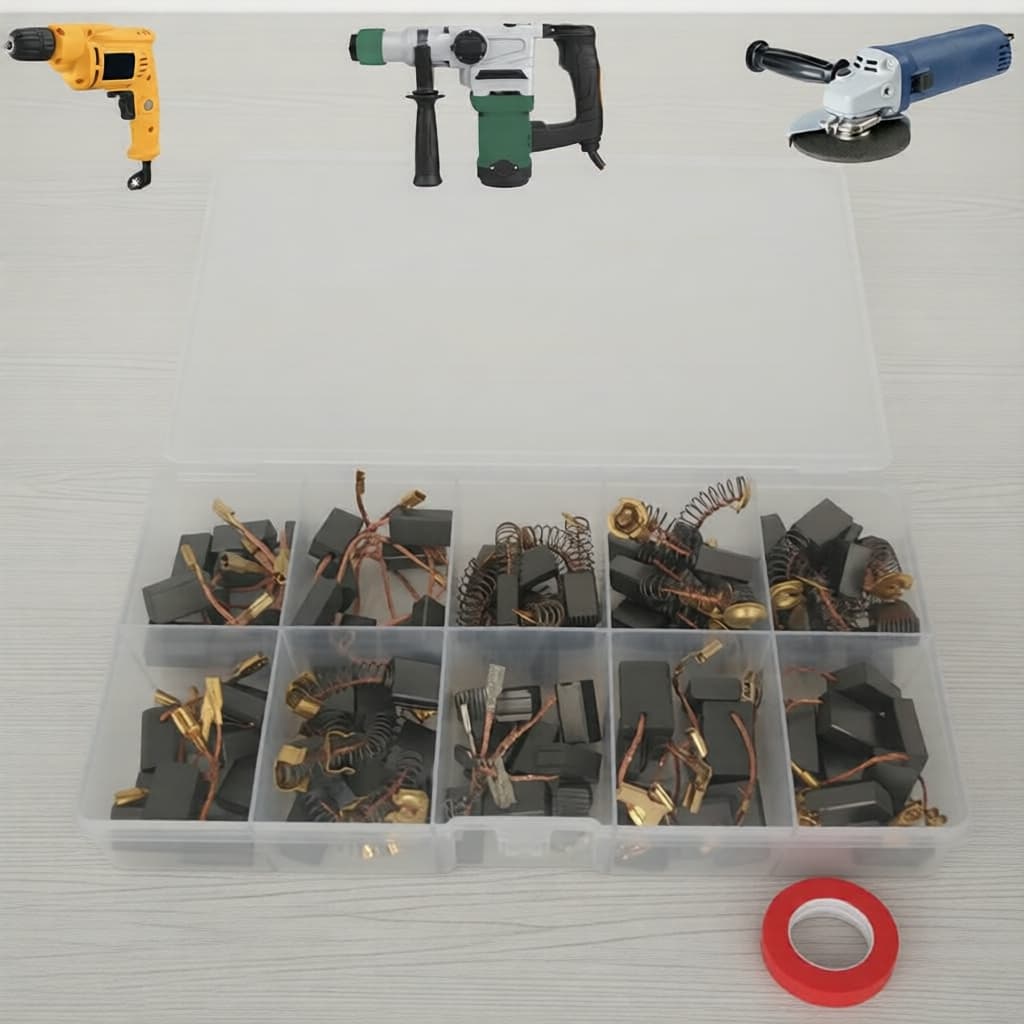 Conjunto de Escovas de Carvão Substitutas 90 Peças 10 Tamanhos 9 Cada Para Esmerilhadeira Angular, Martelo Elétrico de