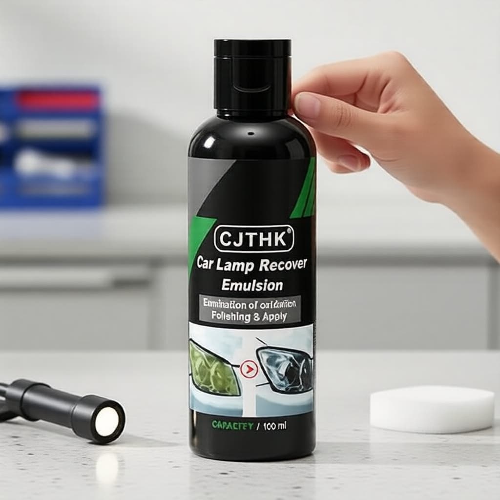 Kit de Restauração de Faróis de Carro – Polidor e Líquido de Limpeza para Remoção de Oxidação
